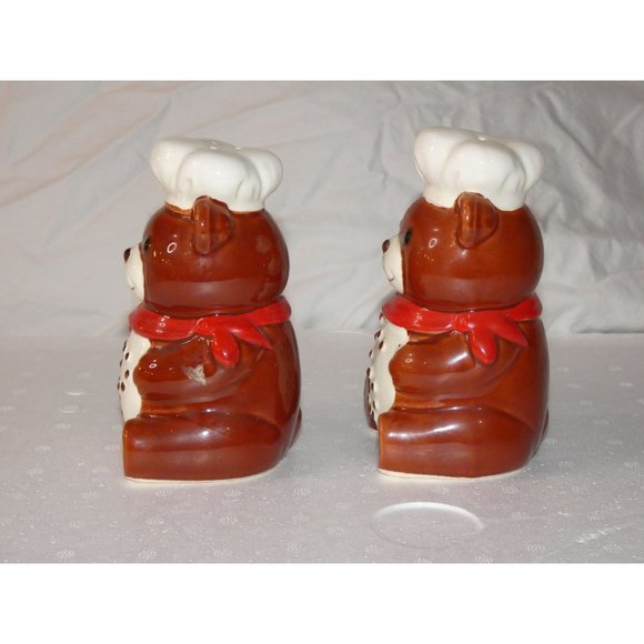 VINTAGE B &AMP; D JAPAN CERAMIC CHEF TEDDY BEARS SALT &AMP; PEPPER SET - Picture 3 of 8